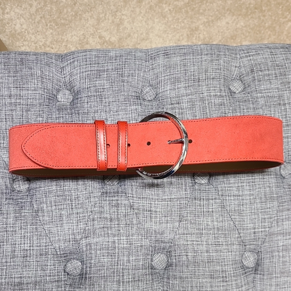Benetton Red Suede Belt with Silver Buckle - NWOT